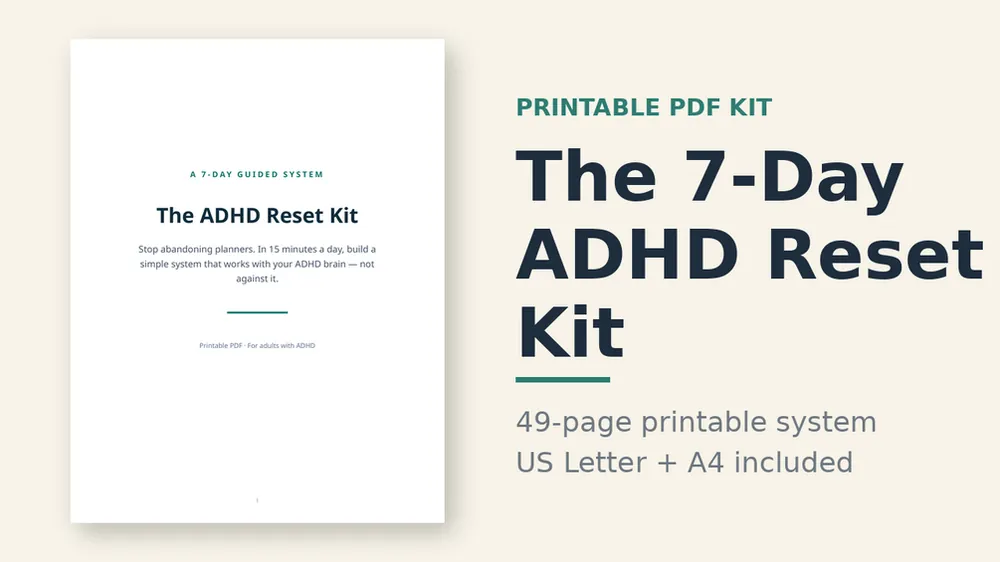 The 7-Day ADHD Reset Kit — printable ADHD productivity system